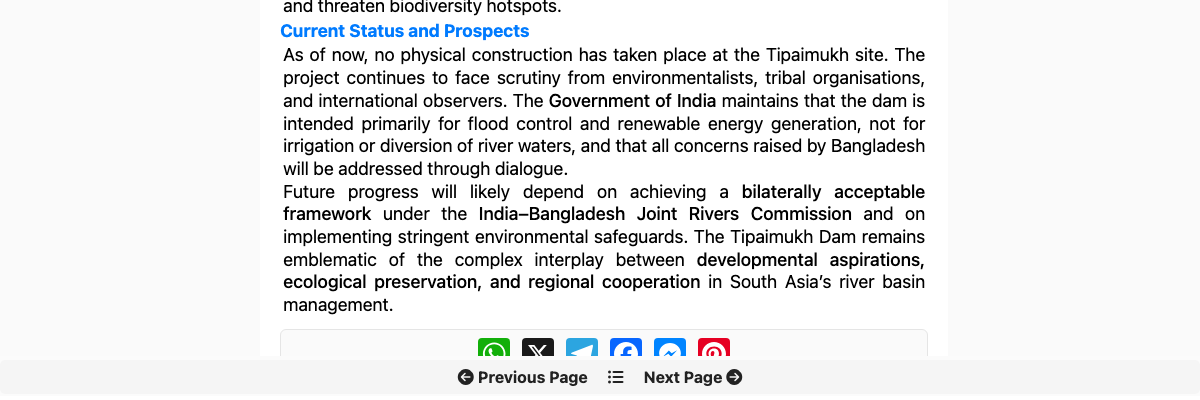 GKToday — "no physical construction has taken place at the Tipaimukh site"